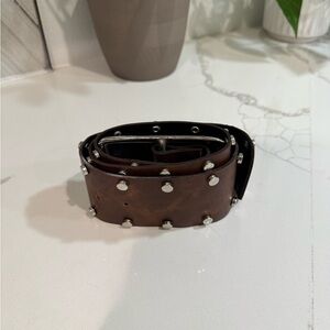 Studded Brown Faux Leather Belt